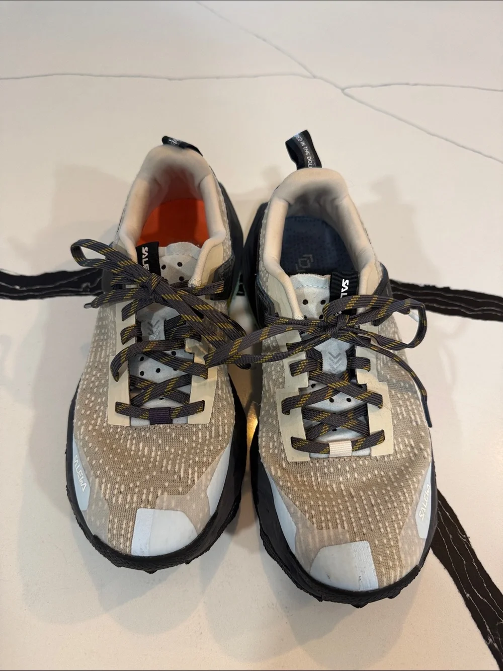 Salewa Women’s Beige Trail Running Shoes with Mint Accent